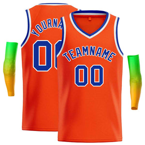 Custom Orange Royal-White Classic Tops Men Casual Basketball Jersey