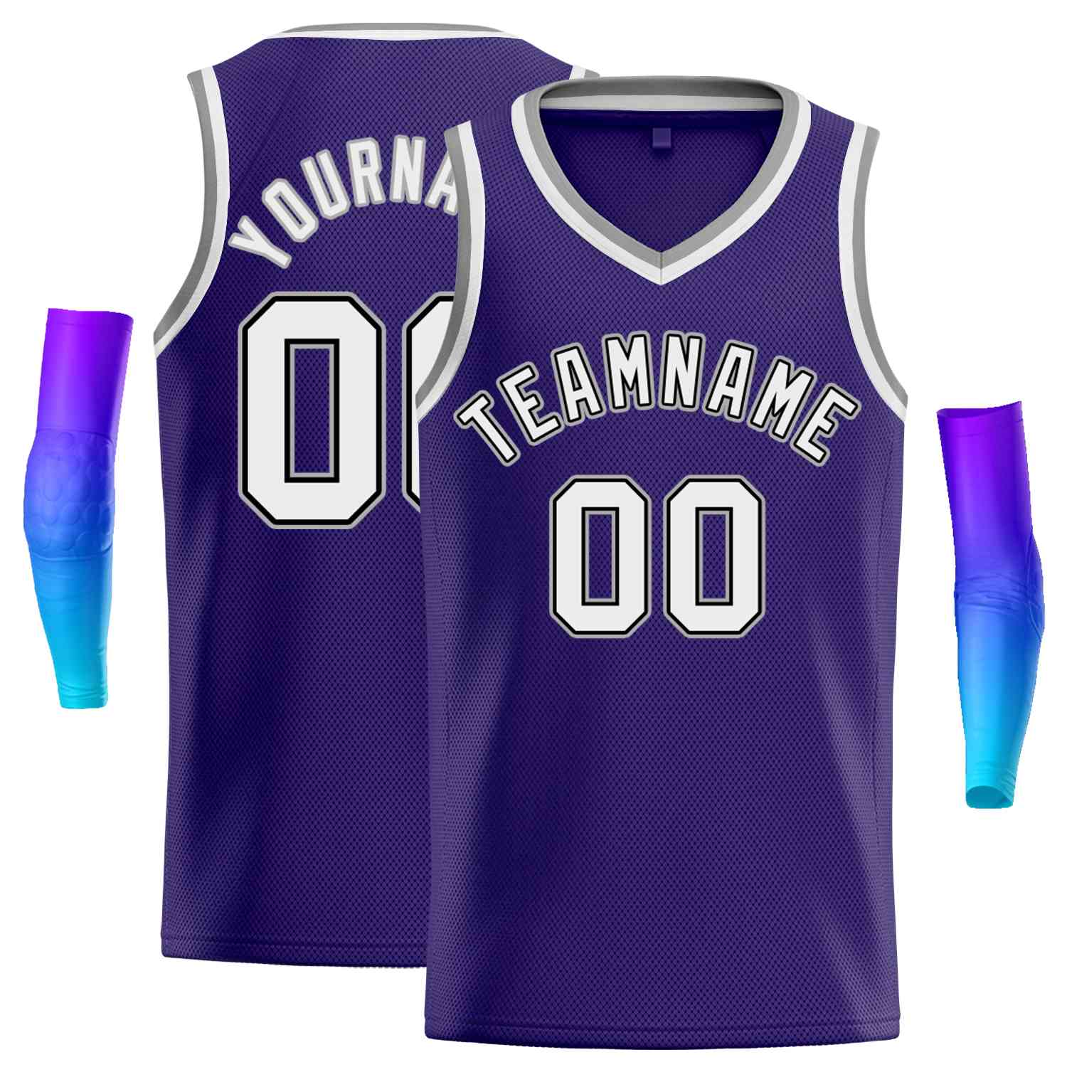 Custom Purple White-Gray Classic Tops Men Casual Basketball Jersey