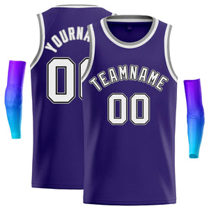 Custom Purple White-Gray Classic Tops Casual Basketball Jersey