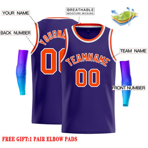 Custom Purple Orange-White Classic Tops Casual Basketball Jersey