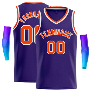 Custom Purple Orange-White Classic Tops Men Casual Basketball Jersey