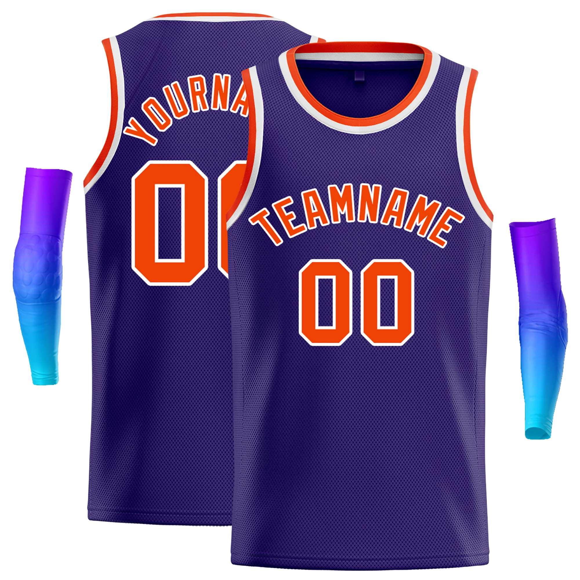 Custom Purple Orange-White Classic Tops Casual Basketball Jersey