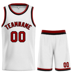 Maillot de basket-ball incurvé personnalisé blanc marron-noir, ensembles classiques