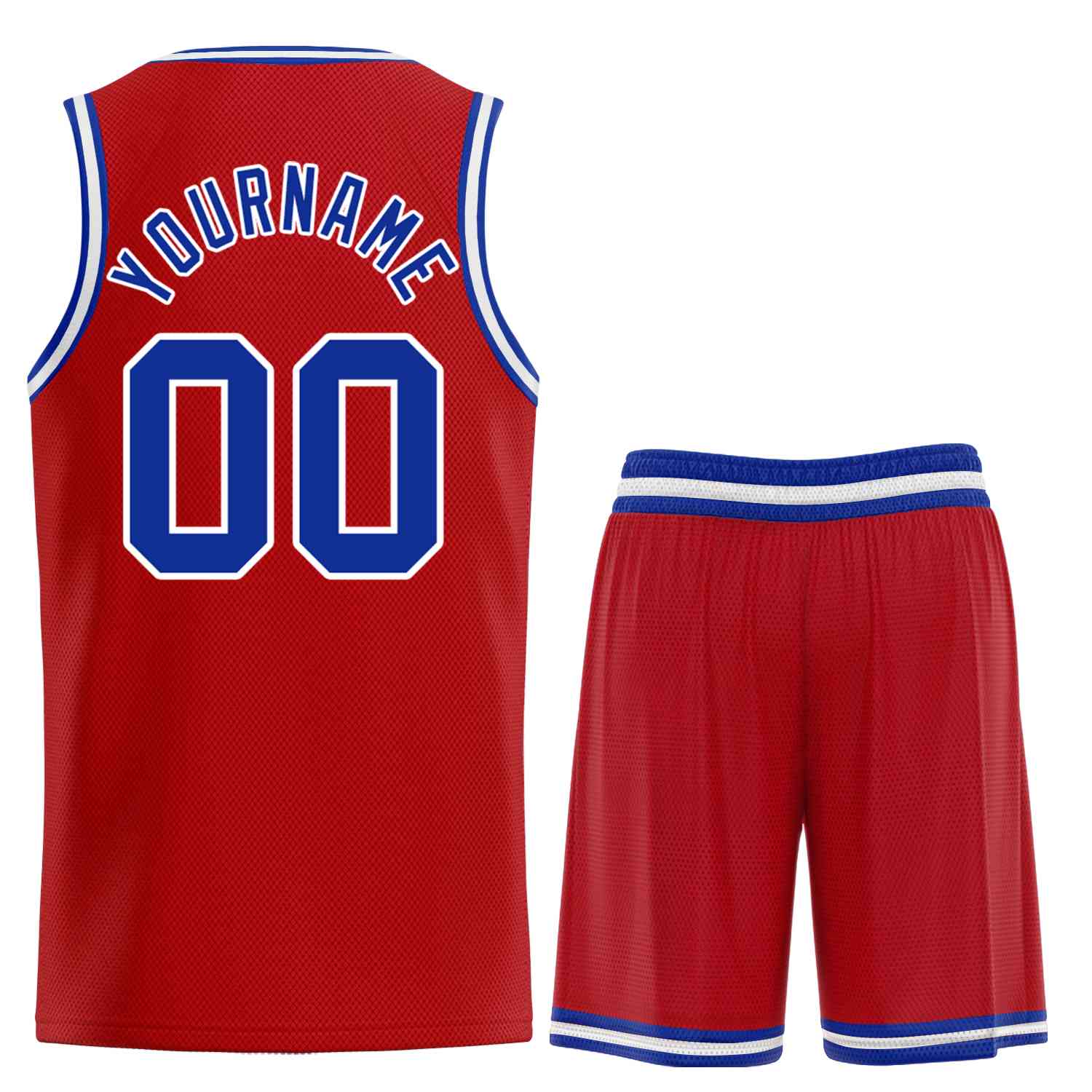 Custom Red Royal-White Classic Sets Curved Basketball Jersey