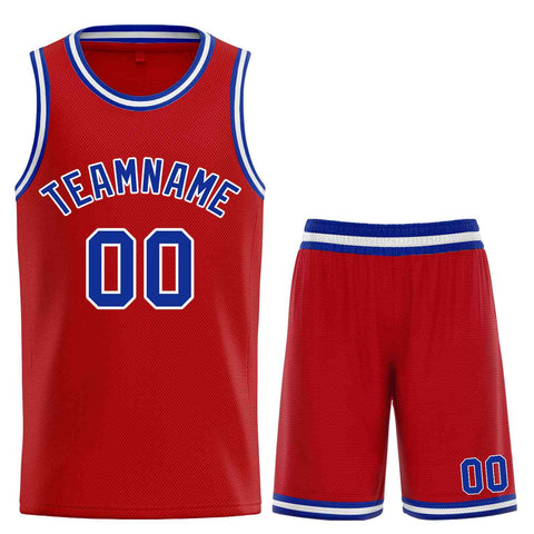 Custom Red Royal-White Classic Sets Curved Basketball Jersey