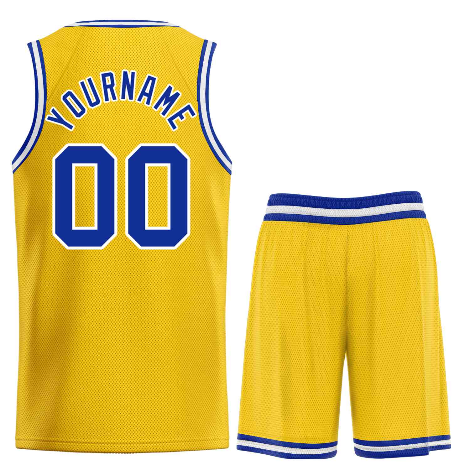 Maillot de basket-ball personnalisé jaune Royal-White Bull, ensemble classique