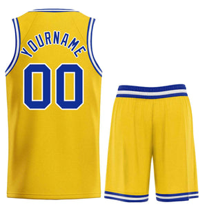 Maillot de basket-ball personnalisé jaune Royal-White Bull, ensemble classique