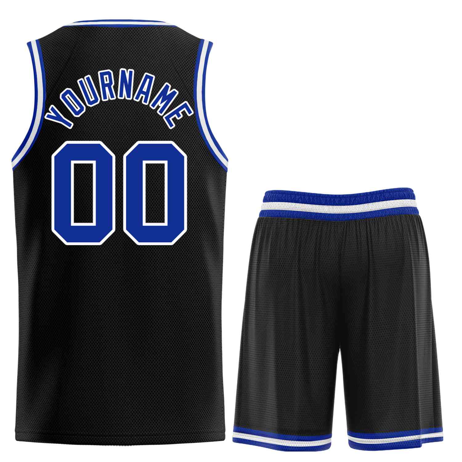 Maillot de basket-ball incurvé personnalisé noir Royal-White Classic