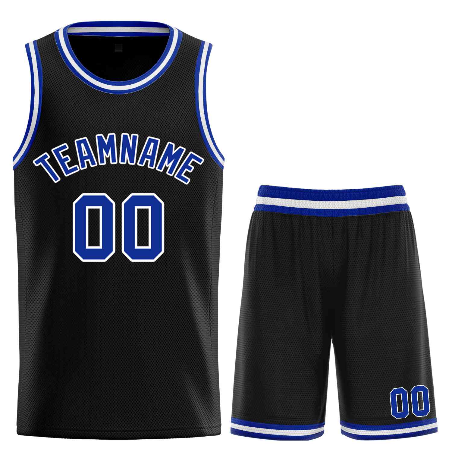 Custom Black Royal-White Classic Sets Curved Basketball Jersey