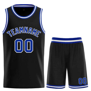 Maillot de basket-ball incurvé personnalisé noir Royal-White Classic