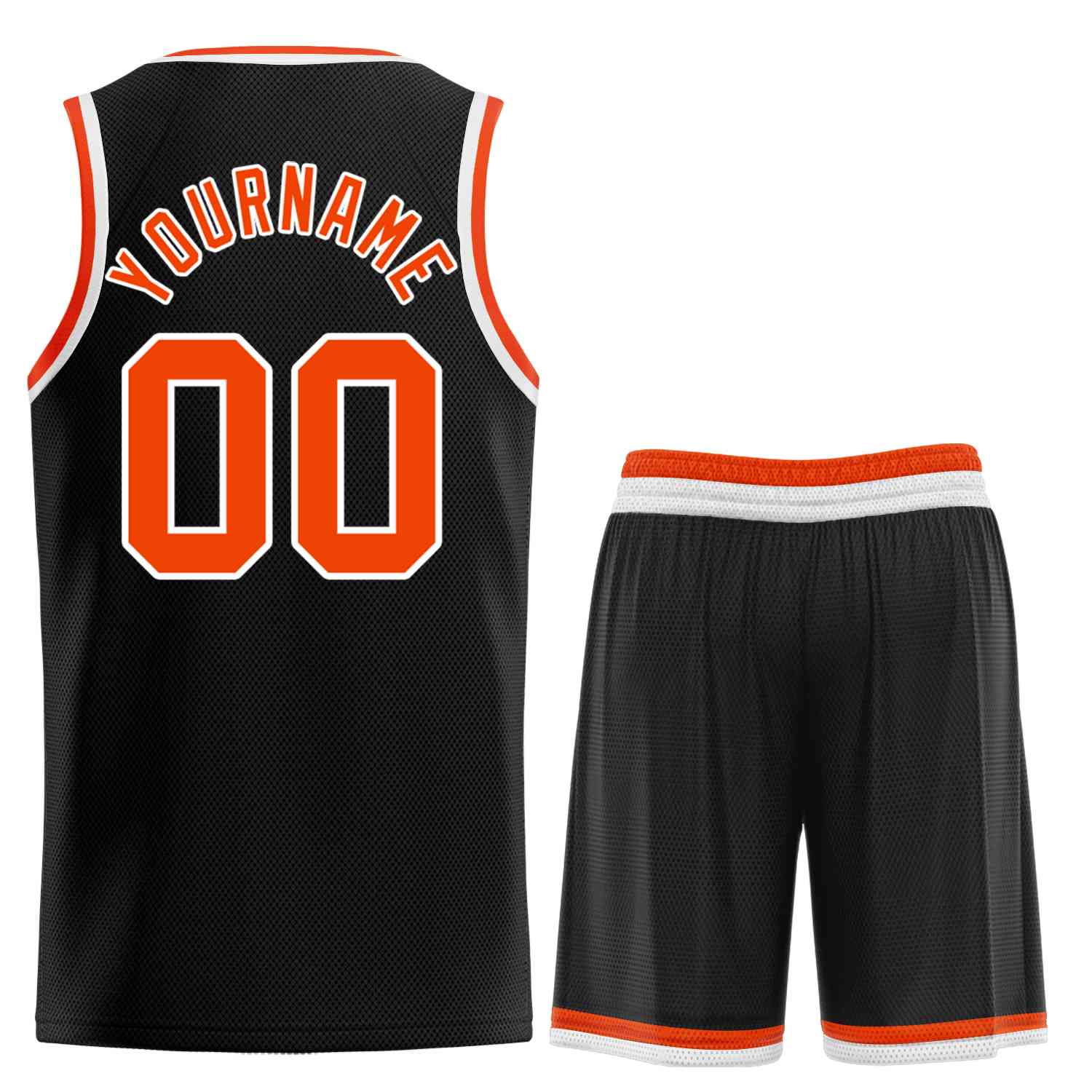 Maillot de basket-ball incurvé personnalisé, noir, Orange-blanc, ensembles classiques