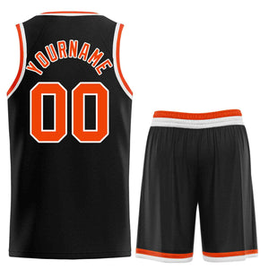 Custom Black Orange-White Classic Sets Curved Basketball Jersey