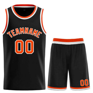 Maillot de basket-ball incurvé personnalisé, noir, Orange-blanc, ensembles classiques