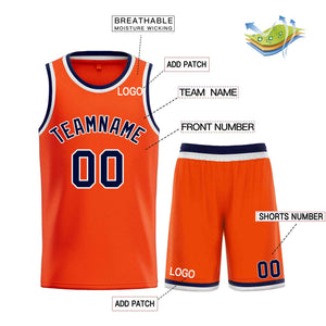 Maillot de basket-ball personnalisé Orange marine-blanc Bull Classic