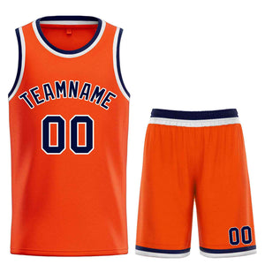 Maillot de basket-ball personnalisé Orange marine-blanc Bull Classic