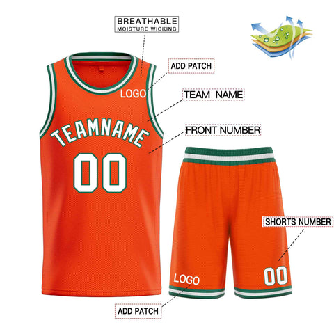 Custom Orange White-Green Bull Classic Sets Basketball Jersey