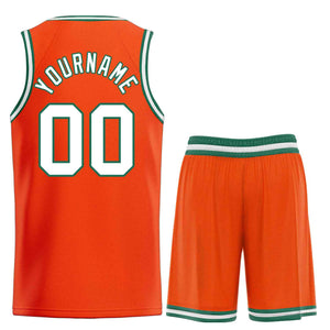 Maillot de basket-ball personnalisé Orange blanc-vert Bull Classic