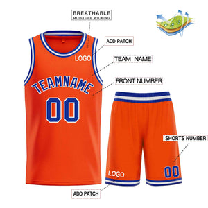 Custom Orange Royal-White Bull Classic Sets Basketball Jersey