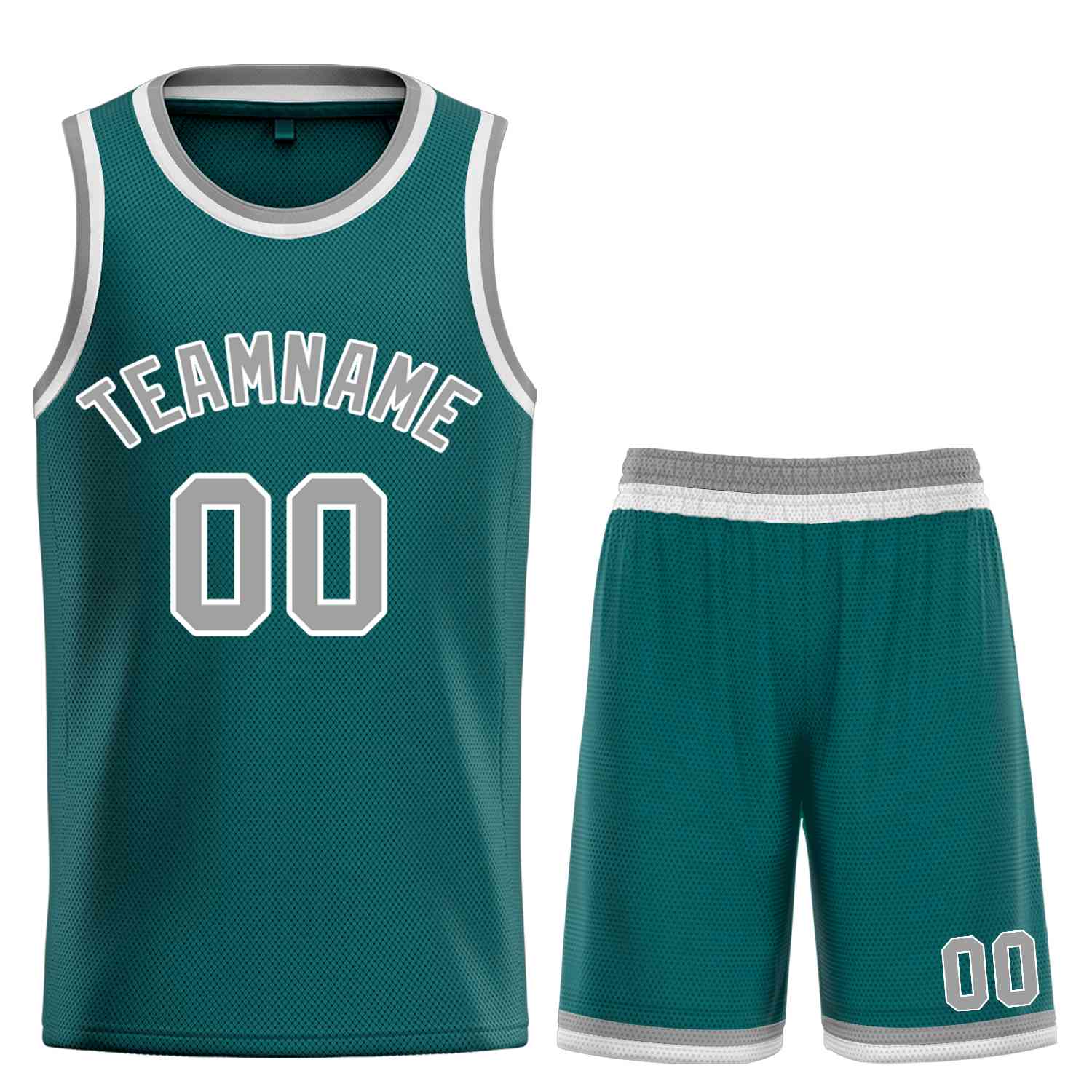 Maillot de basket-ball incurvé personnalisé Aqua gris-blanc Bull Classic