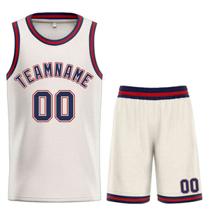 Custom Cream Navy-Maroon Classic Sets Bull Basketball Jersey