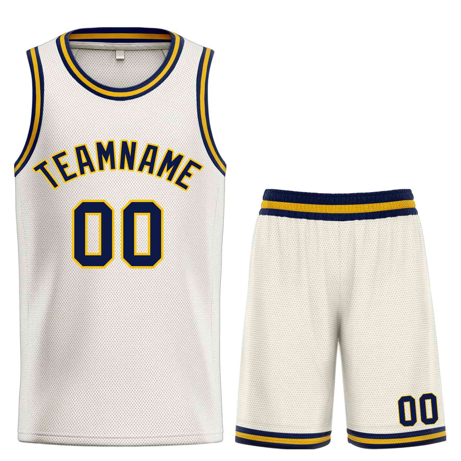 Maillot de basket-ball Bull personnalisé, crème, jaune marine, ensembles classiques