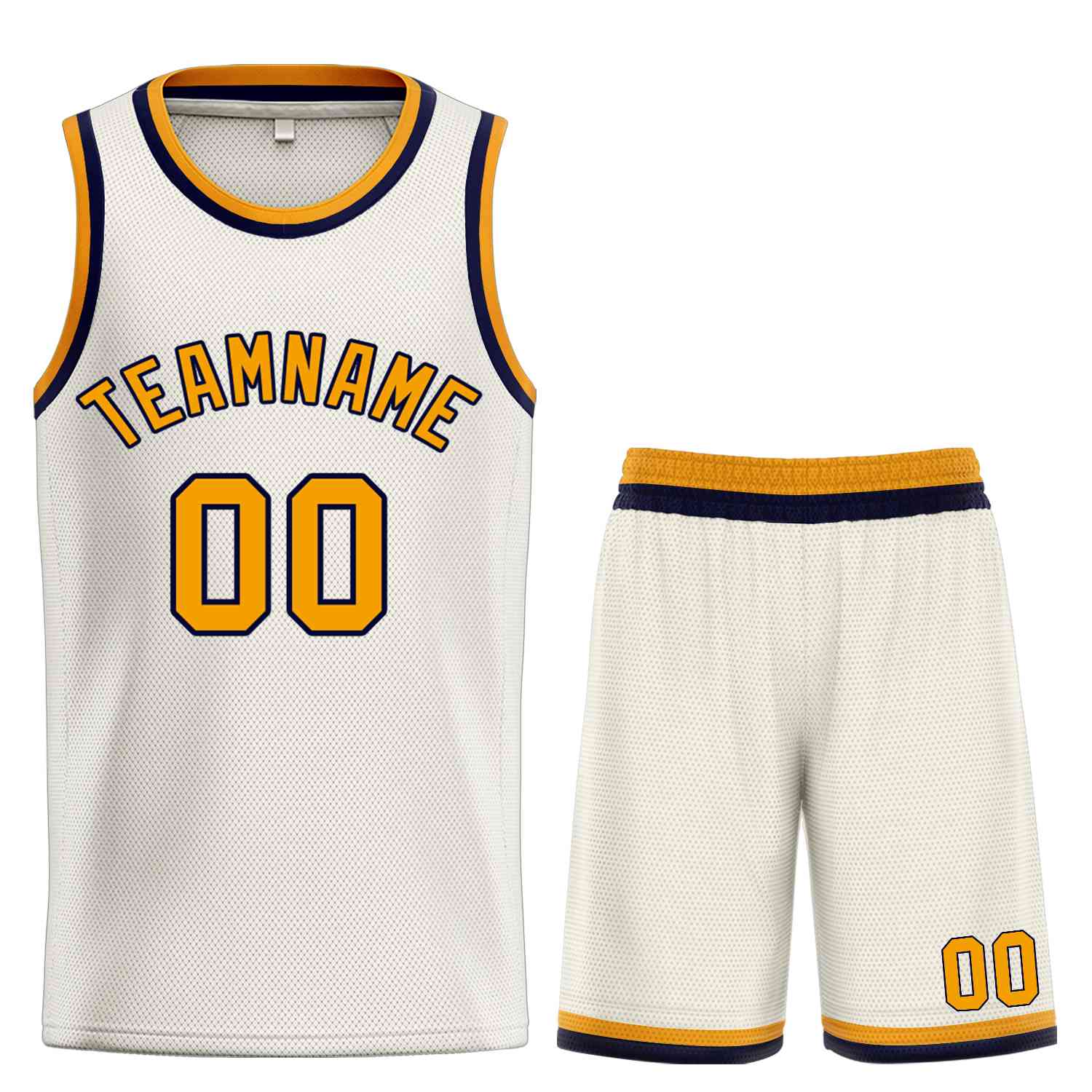 Maillot de basket-ball Bull personnalisé, crème jaune-marine, ensembles classiques