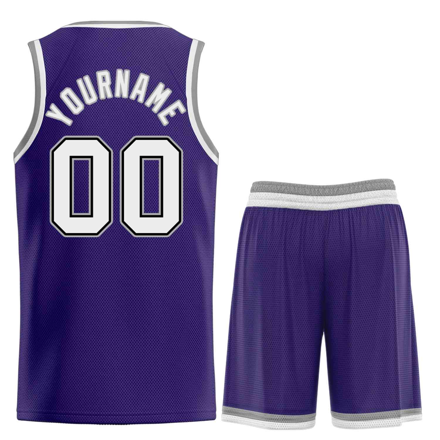 Maillot de basket-ball incurvé personnalisé, violet, blanc et noir, ensembles classiques de taureau