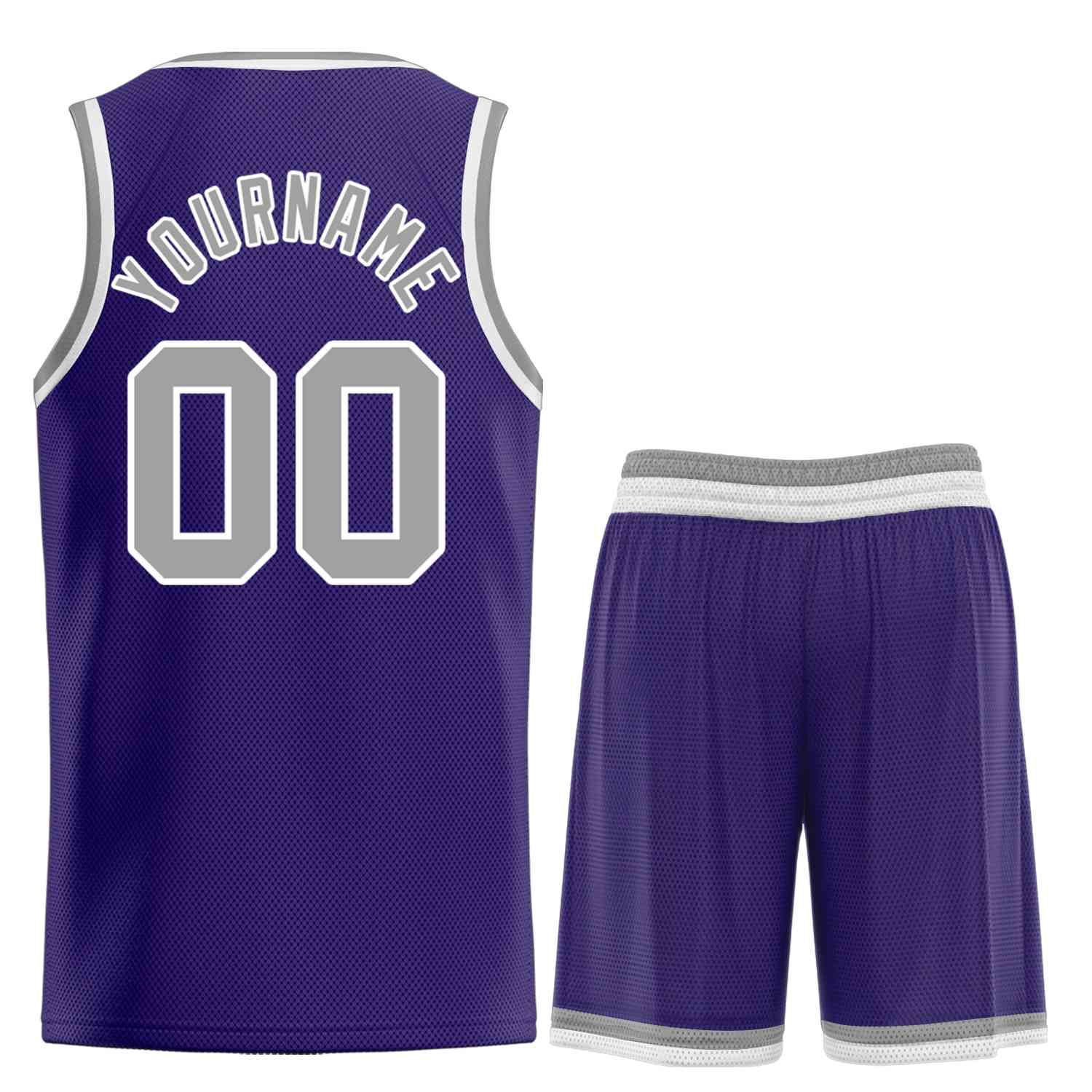 Custom Purple Gray-White Bull Classic Sets Curved Basketball Jersey