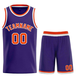 Maillot de basket-ball incurvé personnalisé, violet, Orange-blanc, ensembles classiques de taureau