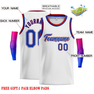 Custom White Royal-Red Classic Tops Men Casual Basketball Jersey