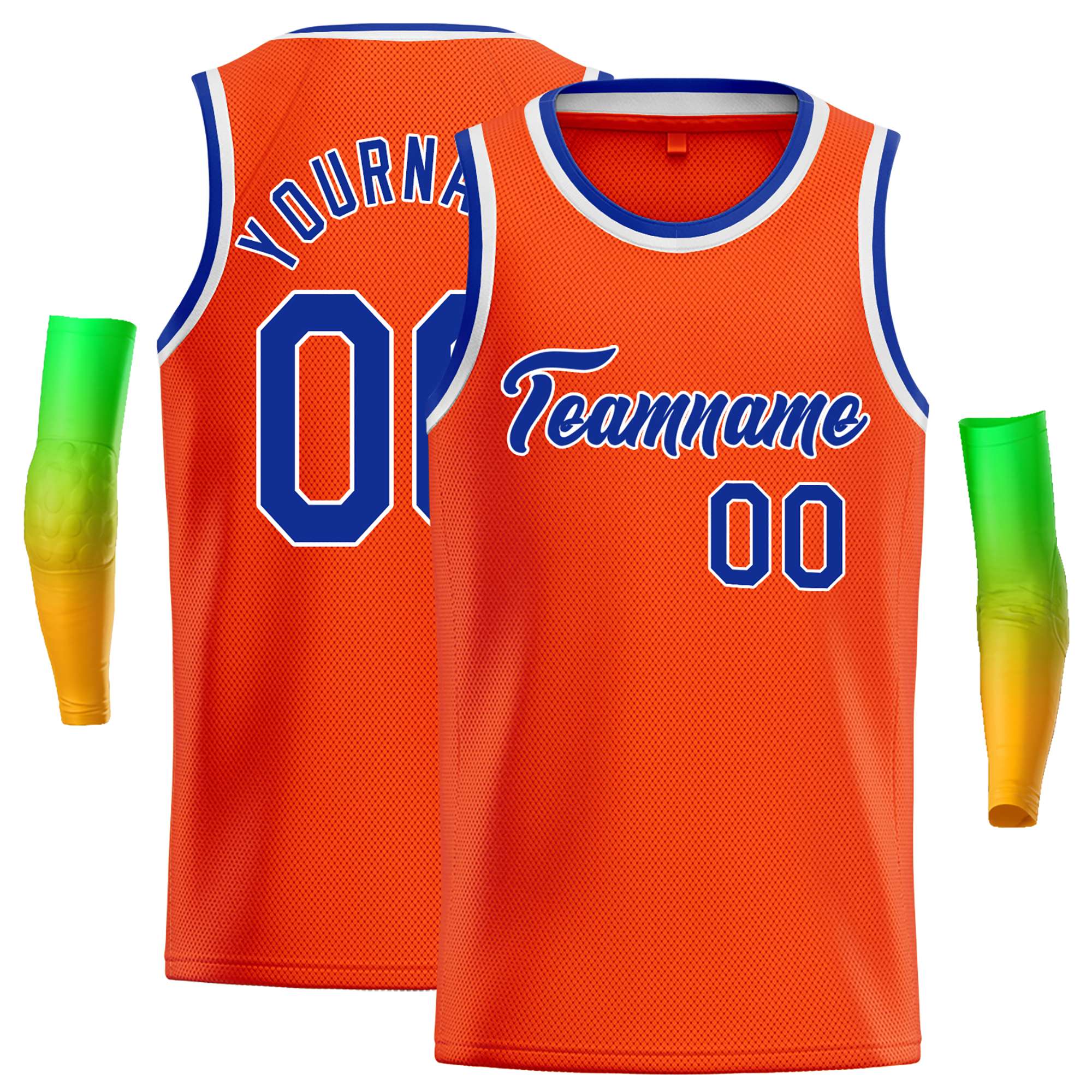 Maillot de basket-ball décontracté, haut classique Orange Royal-blanc personnalisé