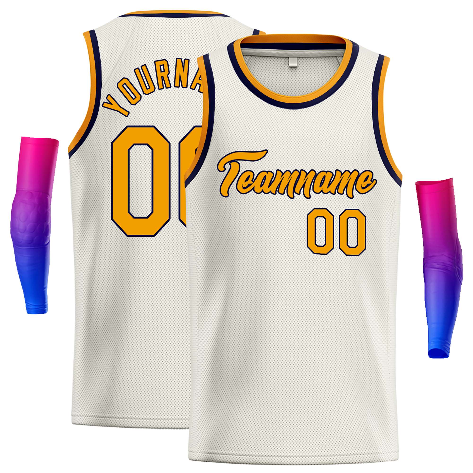 Custom Cream Yellow-Black Classic Tops Casual Basketball Jersey