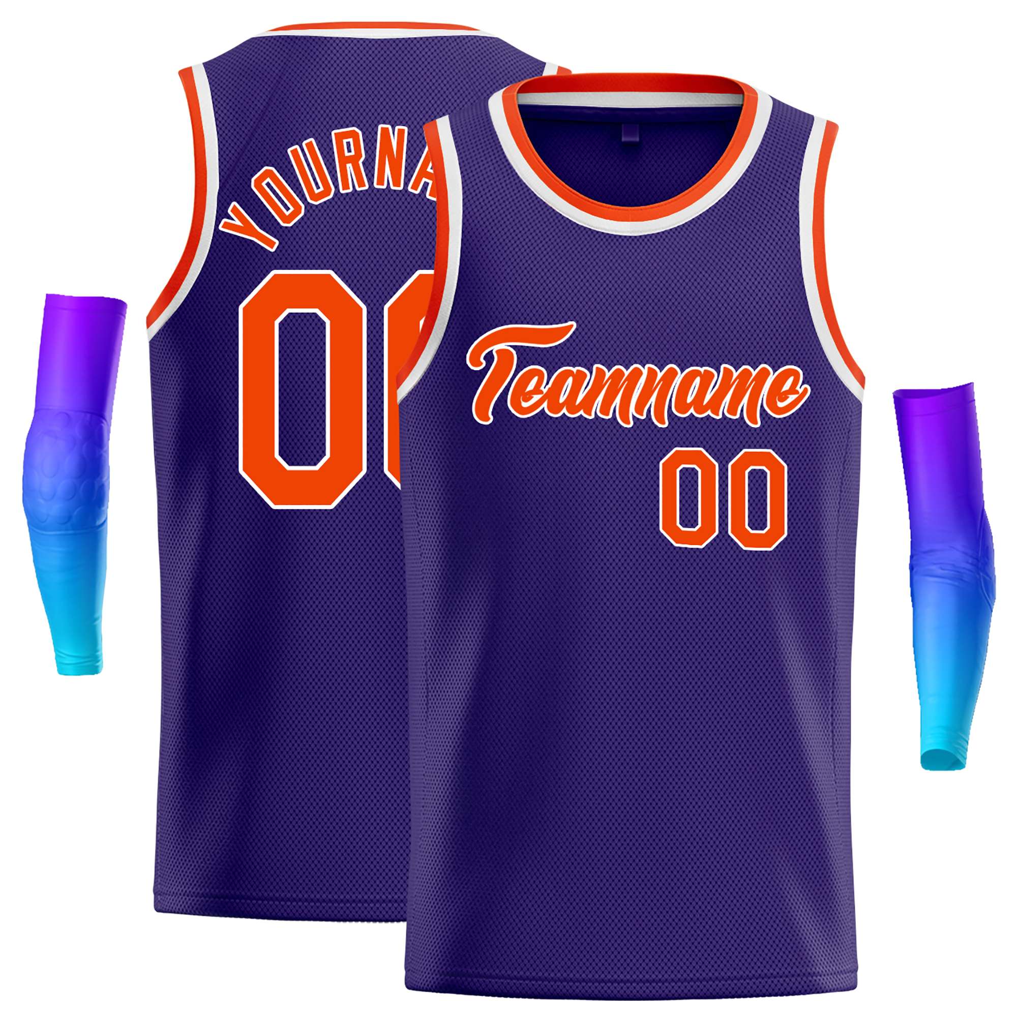 Custom Purple Orange-White Classic Tops Casual Basketball Jersey