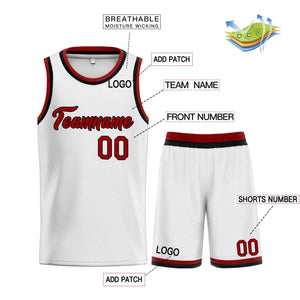 Uniforme de sport de guérison blanc marron-noir personnalisé, ensembles classiques, maillot de basket-ball