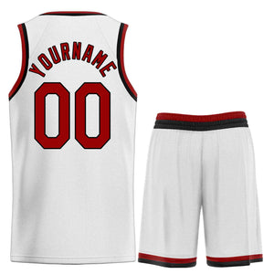 Uniforme de sport de guérison blanc marron-noir personnalisé, ensembles classiques, maillot de basket-ball