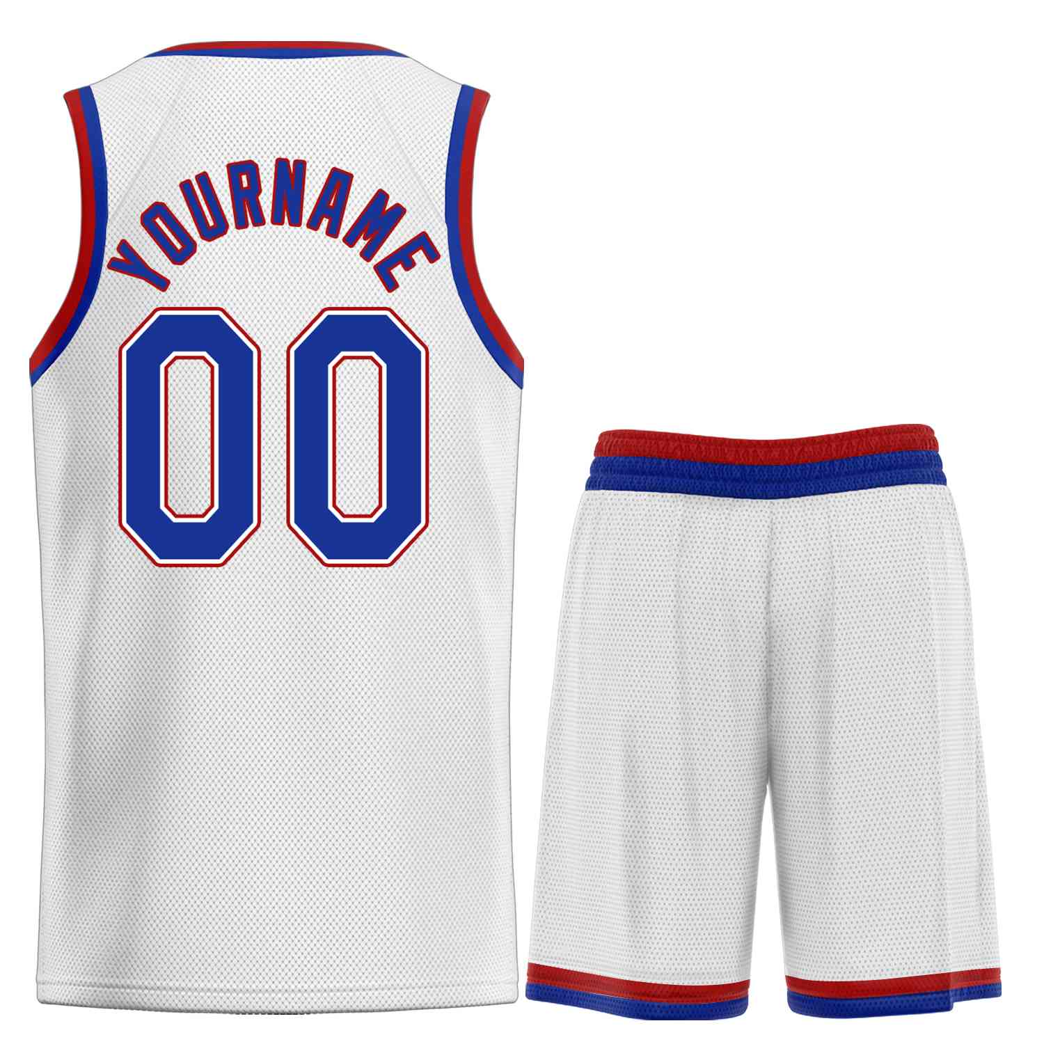 Uniforme de sport de guérison blanc Royal-rouge personnalisé, ensembles classiques, maillot de basket-ball