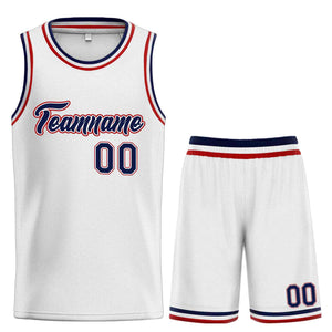 Uniforme de sport de guérison personnalisé, blanc, rouge marine, ensembles classiques, maillot de basket-ball