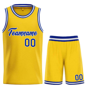 Uniforme de sport de guérison jaune Royal-blanc personnalisé, ensembles classiques, maillot de basket-ball