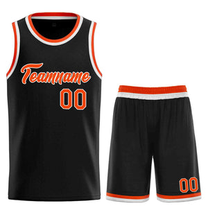 Uniforme de sport personnalisé noir Orange-blanc, ensembles classiques de basket-ball, maillot de basket-ball