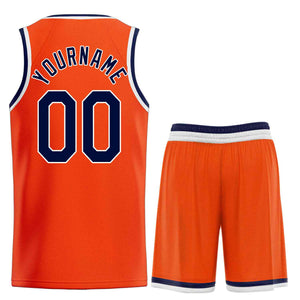 Uniforme de sport personnalisé Orange marine-blanc, ensembles classiques de basket-ball, maillot de basket-ball