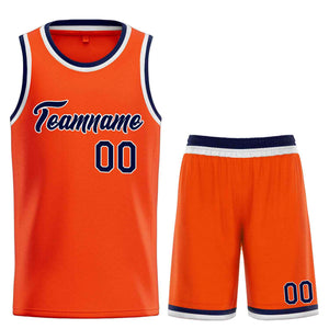 Uniforme de sport personnalisé Orange marine-blanc, ensembles classiques de basket-ball, maillot de basket-ball