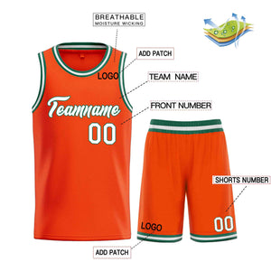 Uniforme de sport de guérison personnalisé Orange blanc-vert, ensembles classiques, maillot de basket-ball