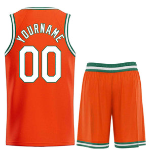 Uniforme de sport de guérison personnalisé Orange blanc-vert, ensembles classiques, maillot de basket-ball