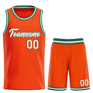 Uniforme de sport de guérison personnalisé Orange blanc-vert, ensembles classiques, maillot de basket-ball