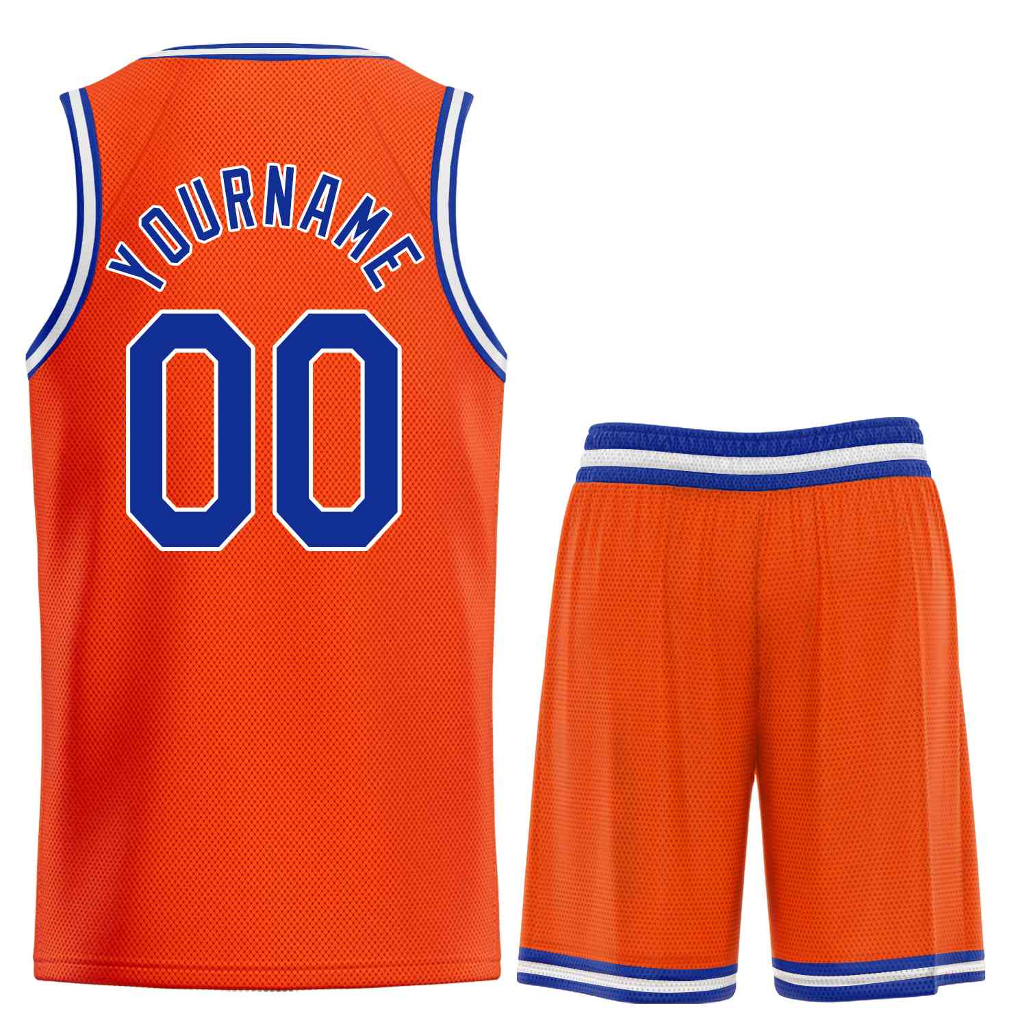 Uniforme de sport de guérison Orange Royal-blanc personnalisé, ensembles classiques, maillot de basket-ball