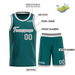 Uniforme de sport de guérison personnalisé gris-blanc Aqua, ensembles classiques, maillot de basket-ball