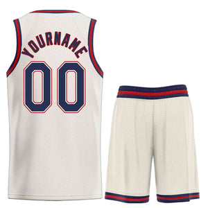Custom Cream Navy-Maroon Heal Sports Uniform Classic Sets Basketball Jersey