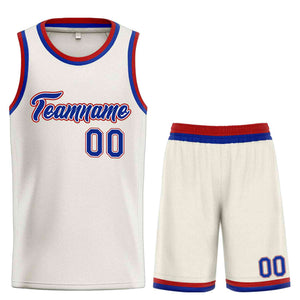 Uniforme de sport de guérison personnalisé crème Royal-rouge, ensembles classiques, maillot de basket-ball