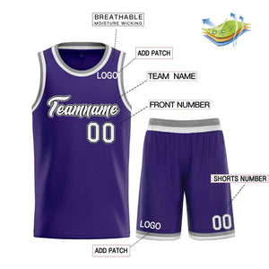 Custom Purple White-Black Heal Sports Uniform Classic Sets Basketball Jersey