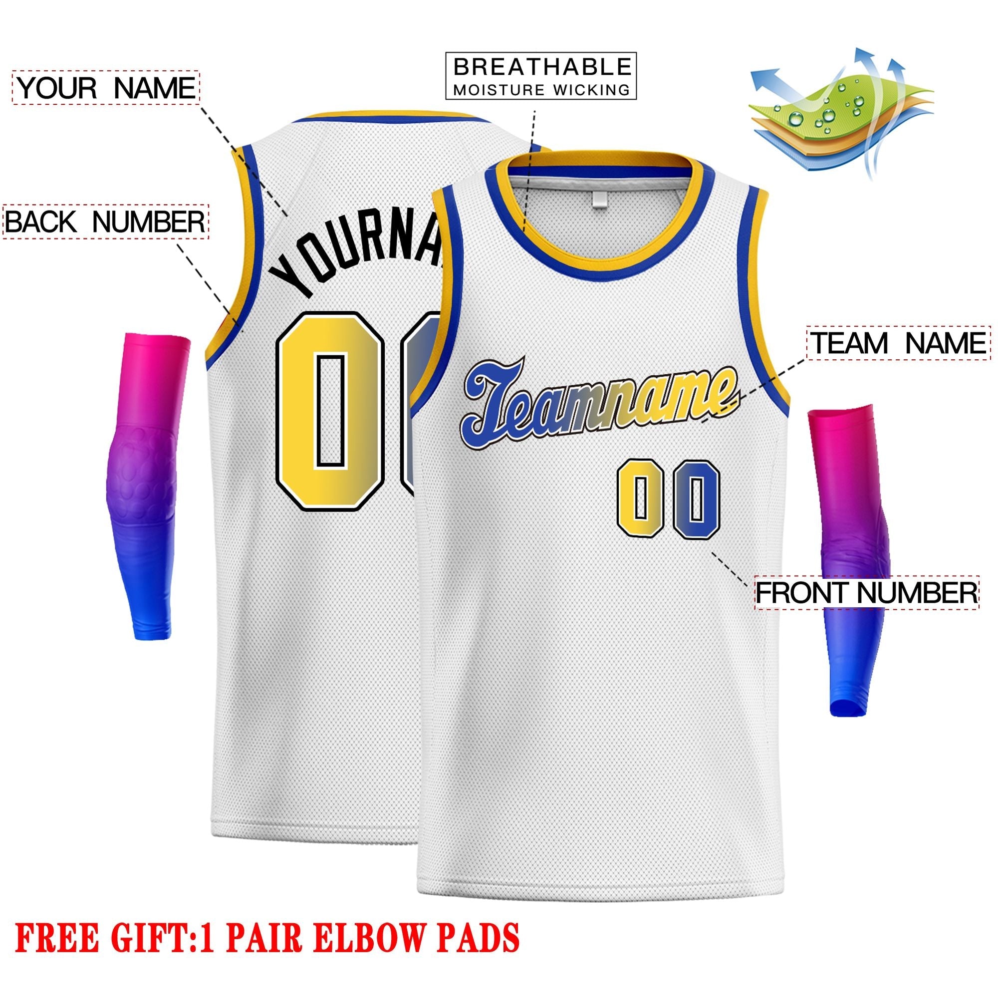 Custom White Royal-Black Classic Tops Fonts Gradient Fashion Tops Men Casual Basketball Jersey